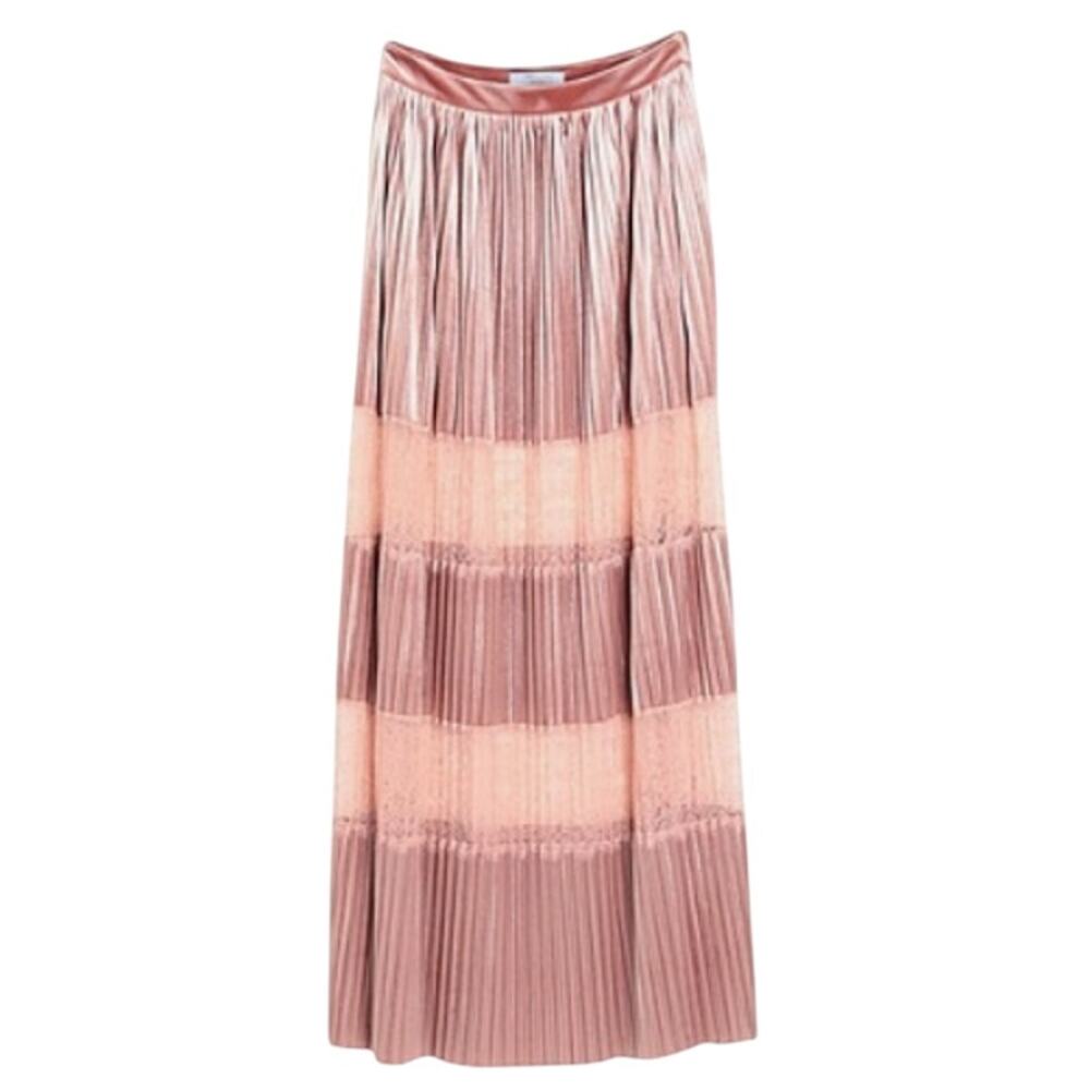 Blumarine Velvet and Lace blush pink maxi skirt size 6